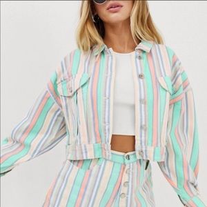 Missguided Co Ord Cropped Oversized Denim Jacket